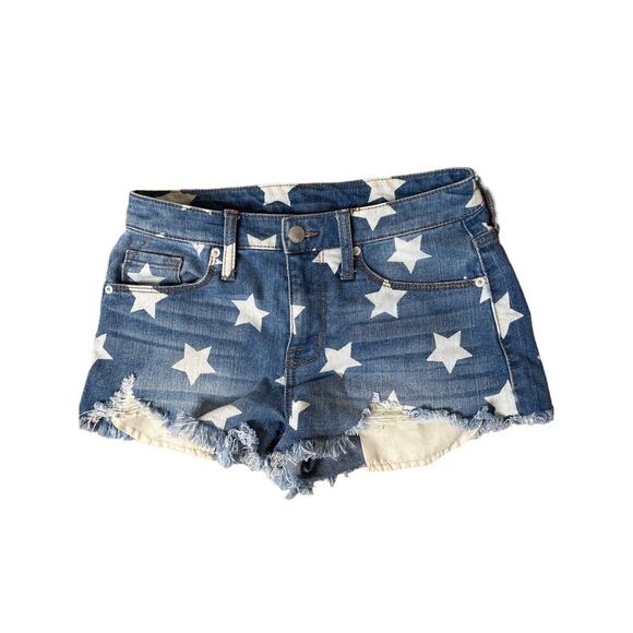 Stars shorts denim cutoff exposed pockets July 4th Memorial Day patriotic SZ 26” - Picture 1 of 5